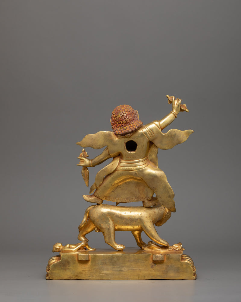 Guru Dorje Drollo Sculpture |  24K Gold Gilded Tibetan Protector