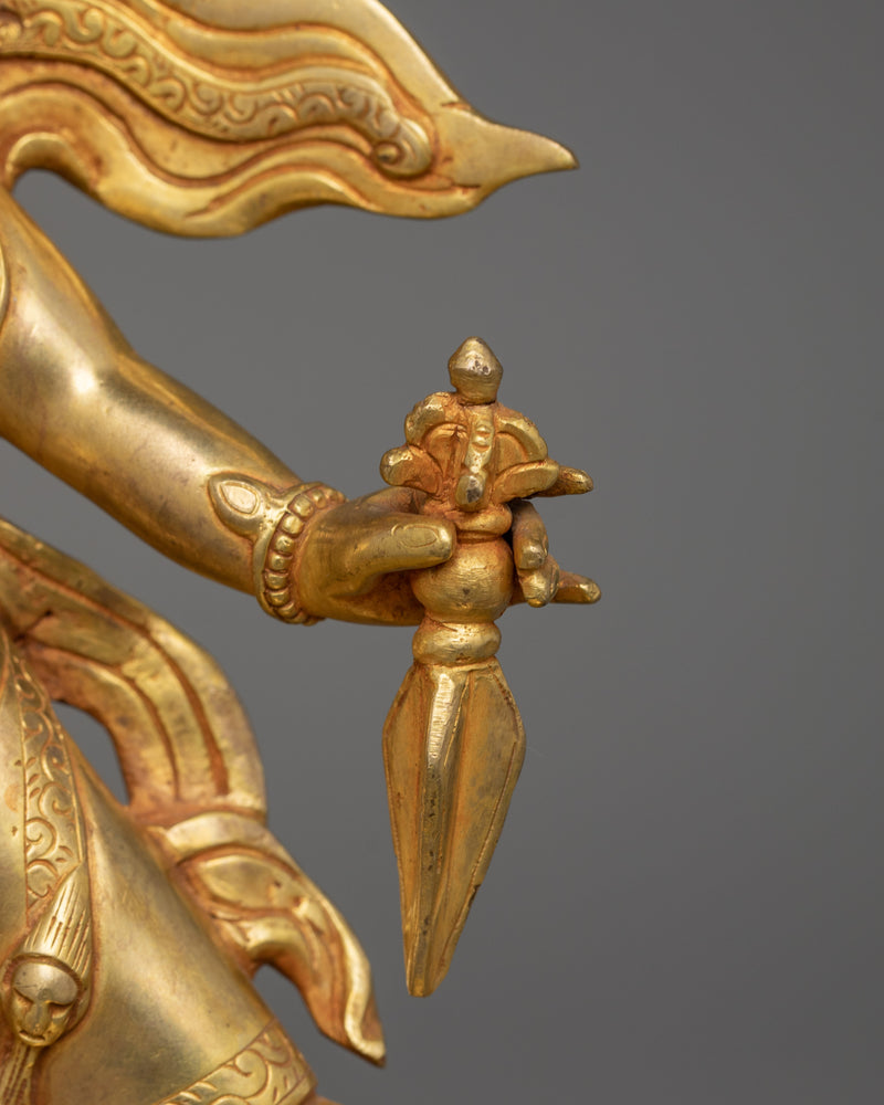 Guru Dorje Drollo Sculpture |  24K Gold Gilded Tibetan Protector