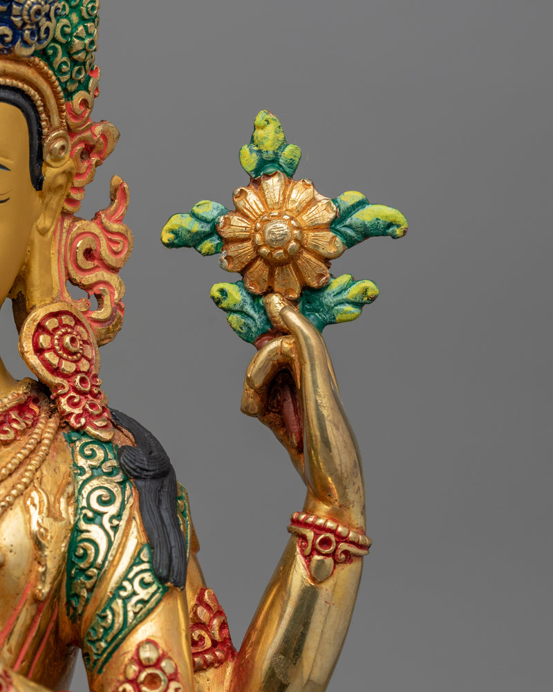 Tibetan Statue of Bodhisattva Deity Chenrezig | The Bodhisattva of Compassion