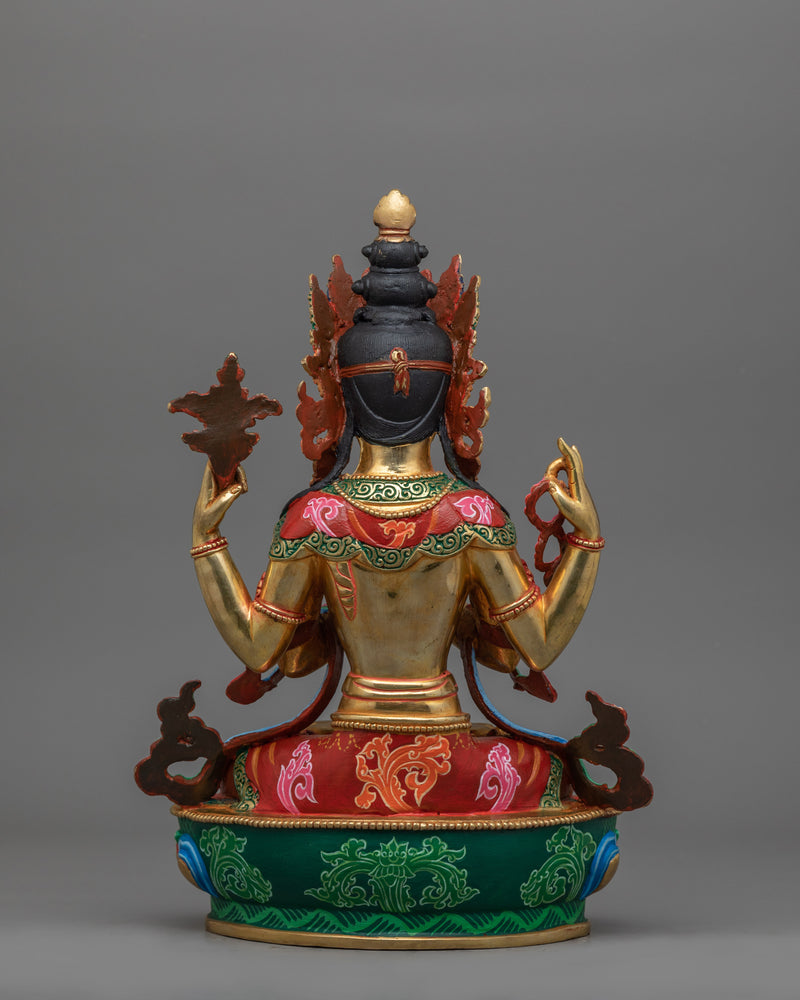 Tibetan Statue of Bodhisattva Deity Chenrezig | The Bodhisattva of Compassion