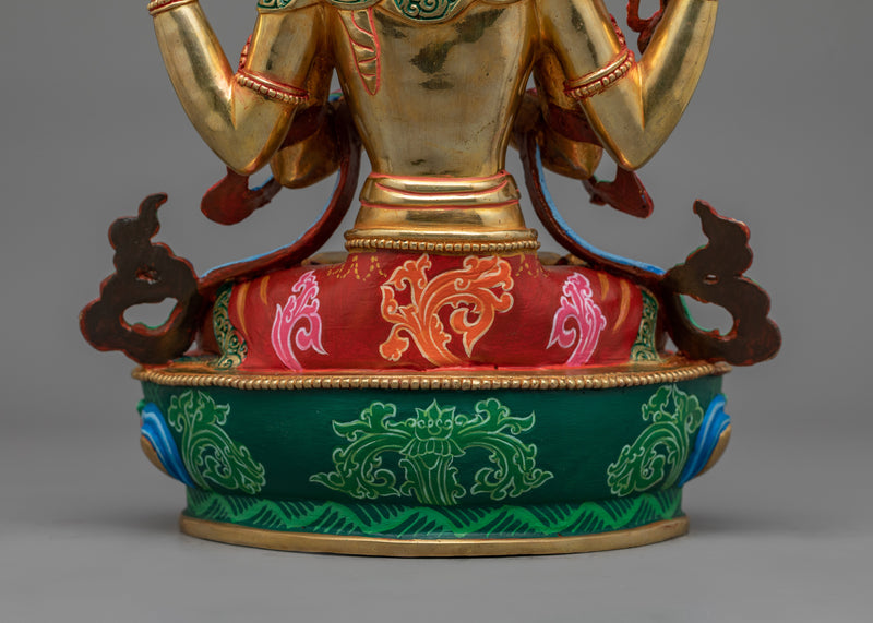 Tibetan Statue of Bodhisattva Deity Chenrezig | The Bodhisattva of Compassion