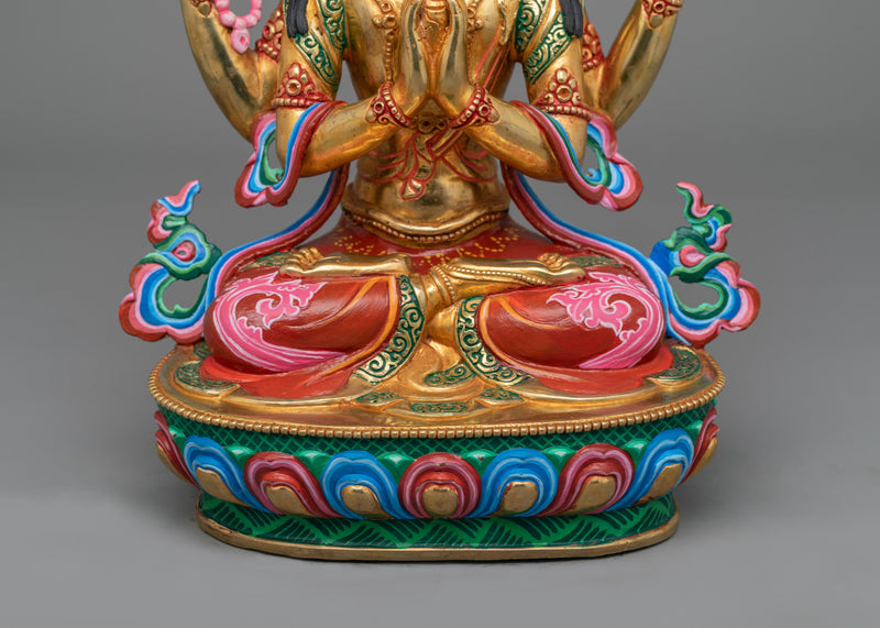 Tibetan Statue of Bodhisattva Deity Chenrezig | The Bodhisattva of Compassion