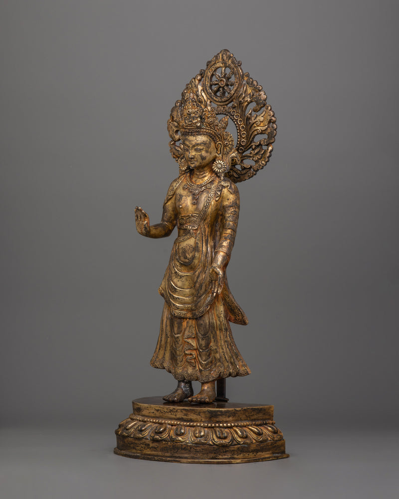 Sculpture of Dipankara Buddha | 24K Gold-Gilded Copper Statue