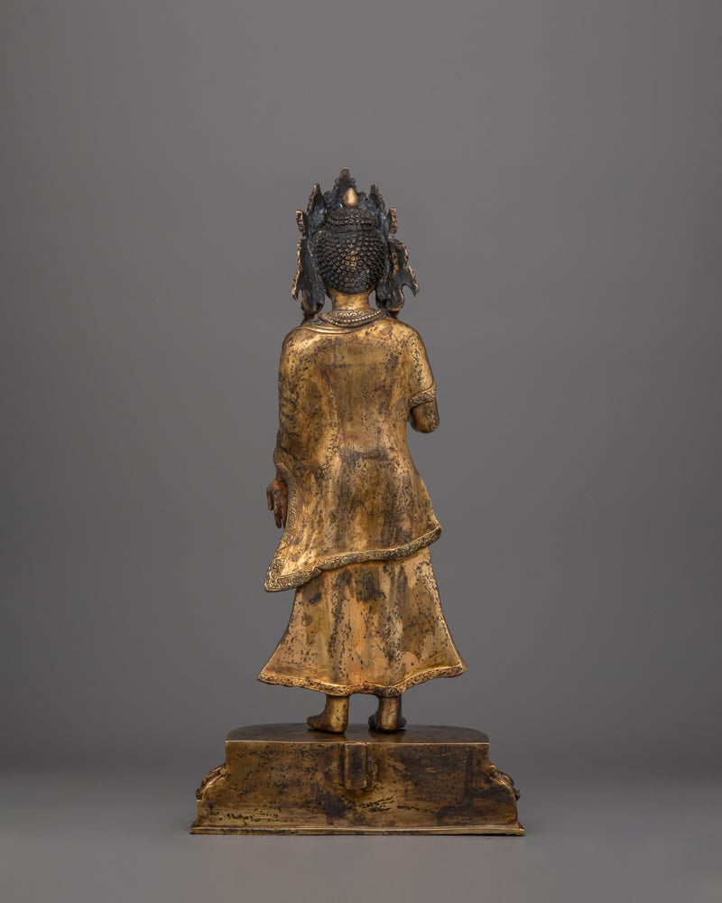 Sculpture of Dipankara Buddha | 24K Gold-Gilded Copper Statue