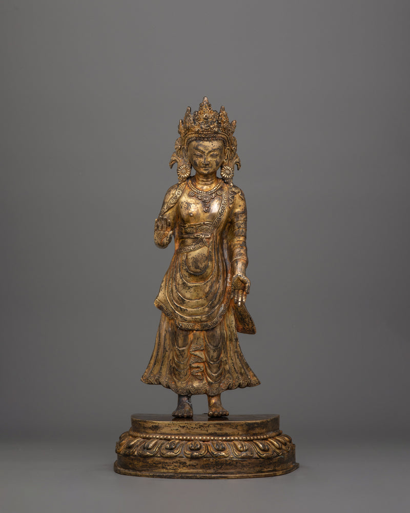 Sculpture of Dipankara Buddha | 24K Gold-Gilded Copper Statue