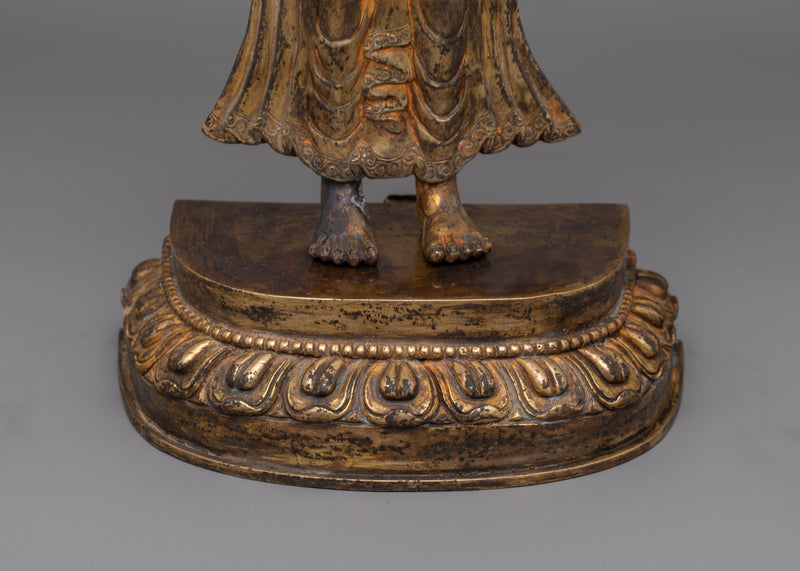 Sculpture of Dipankara Buddha | 24K Gold-Gilded Copper Statue