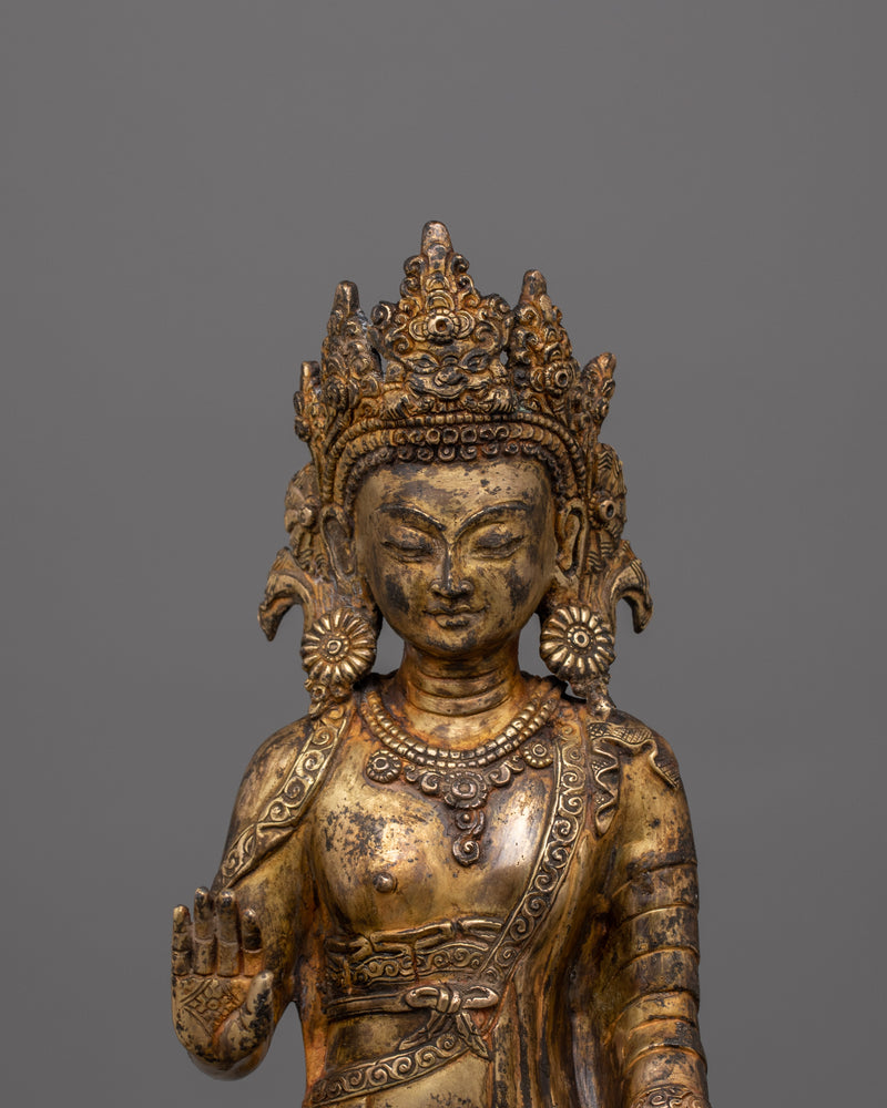 Sculpture of Dipankara Buddha | 24K Gold-Gilded Copper Statue