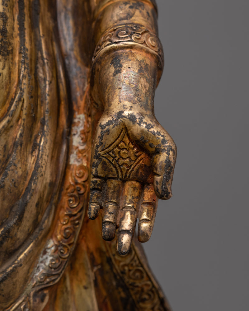 Sculpture of Dipankara Buddha | 24K Gold-Gilded Copper Statue