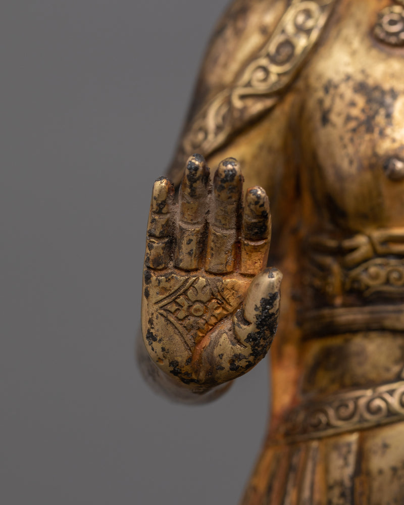 Sculpture of Dipankara Buddha | 24K Gold-Gilded Copper Statue