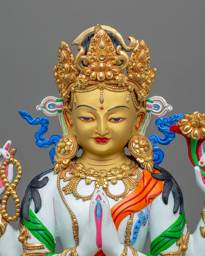 Chenresig Four Armed Figurine | Bodhisattva Avalokiteshvara Statue