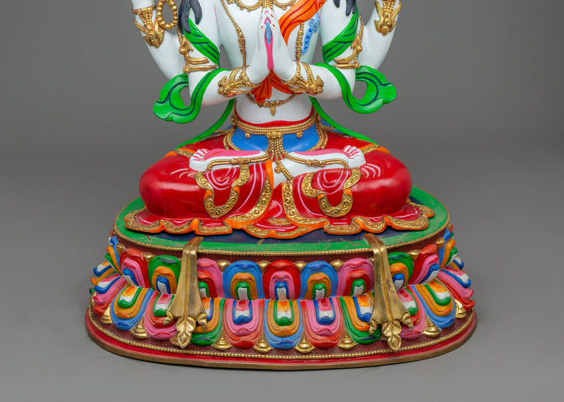 Chenresig Four Armed Figurine | Bodhisattva Avalokiteshvara Statue