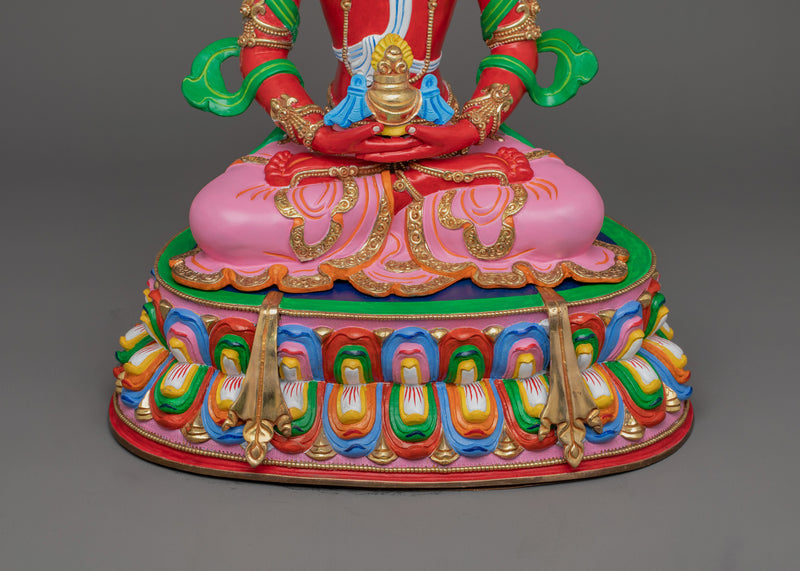 Tibetan Handcrafted Amitayus Statue | Buddha Holding Vase of Immortality