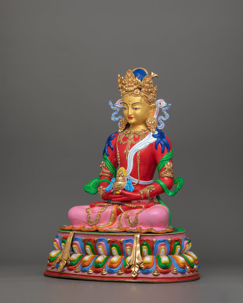 Tibetan Handcrafted Amitayus Statue | Buddha Holding Vase of Immortality