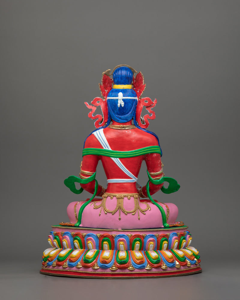 Tibetan Handcrafted Amitayus Statue | Buddha Holding Vase of Immortality