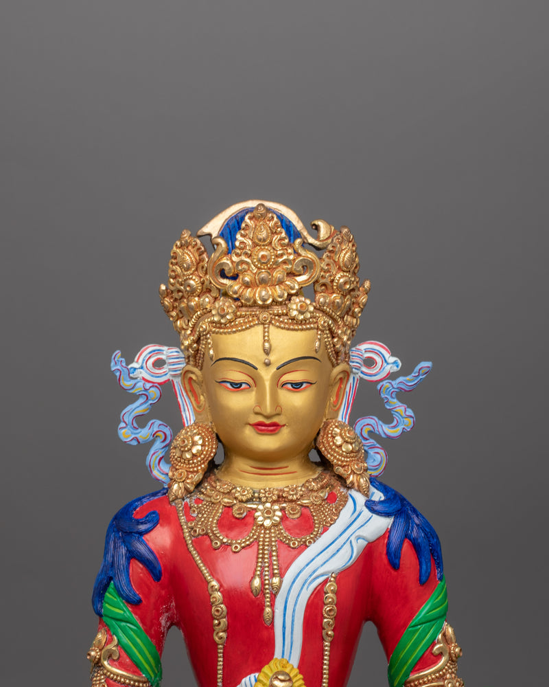 Tibetan Handcrafted Amitayus Statue | Buddha Holding Vase of Immortality