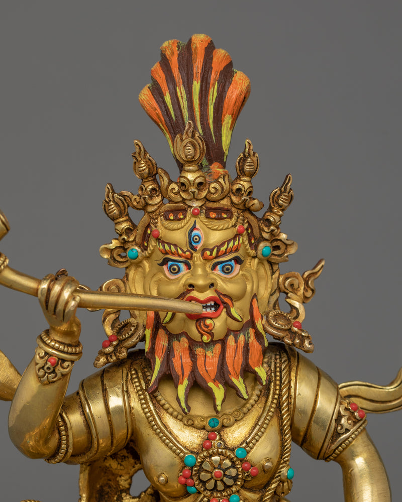 Sacred 24K Gold-Gilded Brahmanrupa Statue | A Powerful Protector Deity