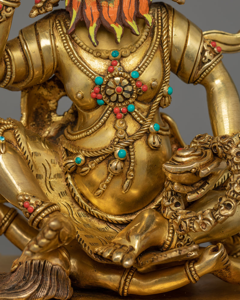 Sacred 24K Gold-Gilded Brahmanrupa Statue | A Powerful Protector Deity