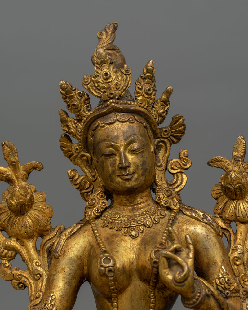 Himalayan Deity Green Tara Figurine | Goddess of Compassion and Spiritual Protection