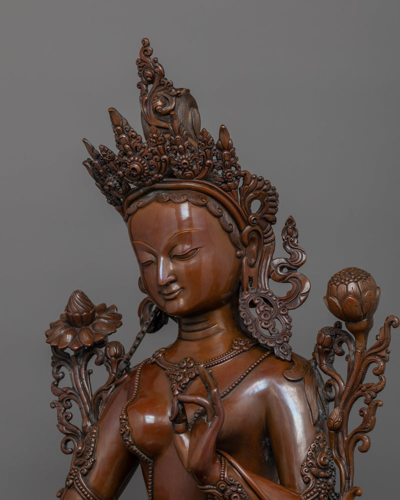 Himalayan Buddhist Deity Green Tara Figurine | The Bodhisattva of Universal Compassion