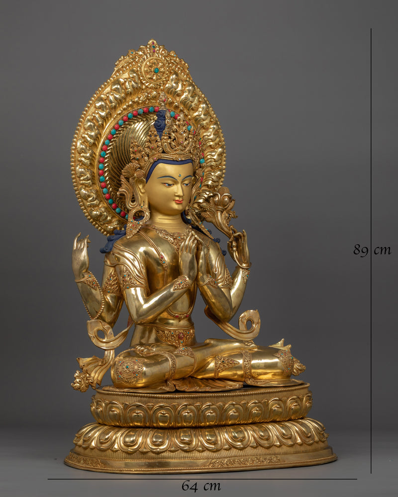 Compassion deity Chenrezig sculpture | Four Armed Deity