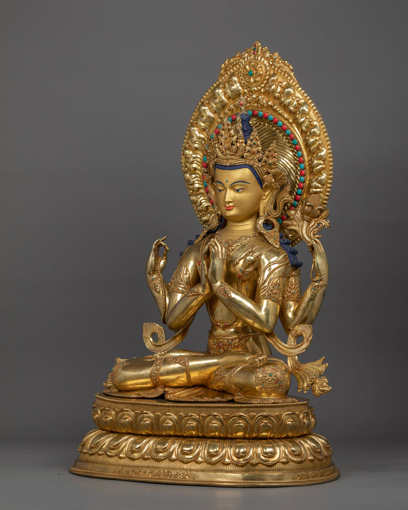 Compassion deity Chenrezig sculpture | Four Armed Deity