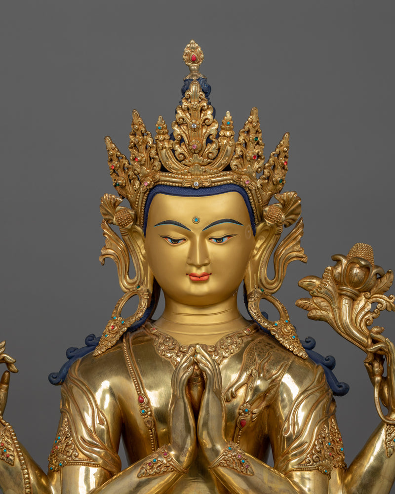 Compassion deity Chenrezig sculpture | Four Armed Deity