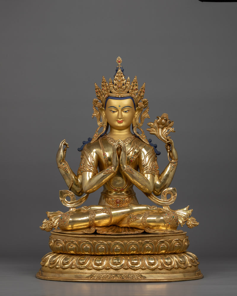 Compassion deity Chenrezig sculpture | Four Armed Deity