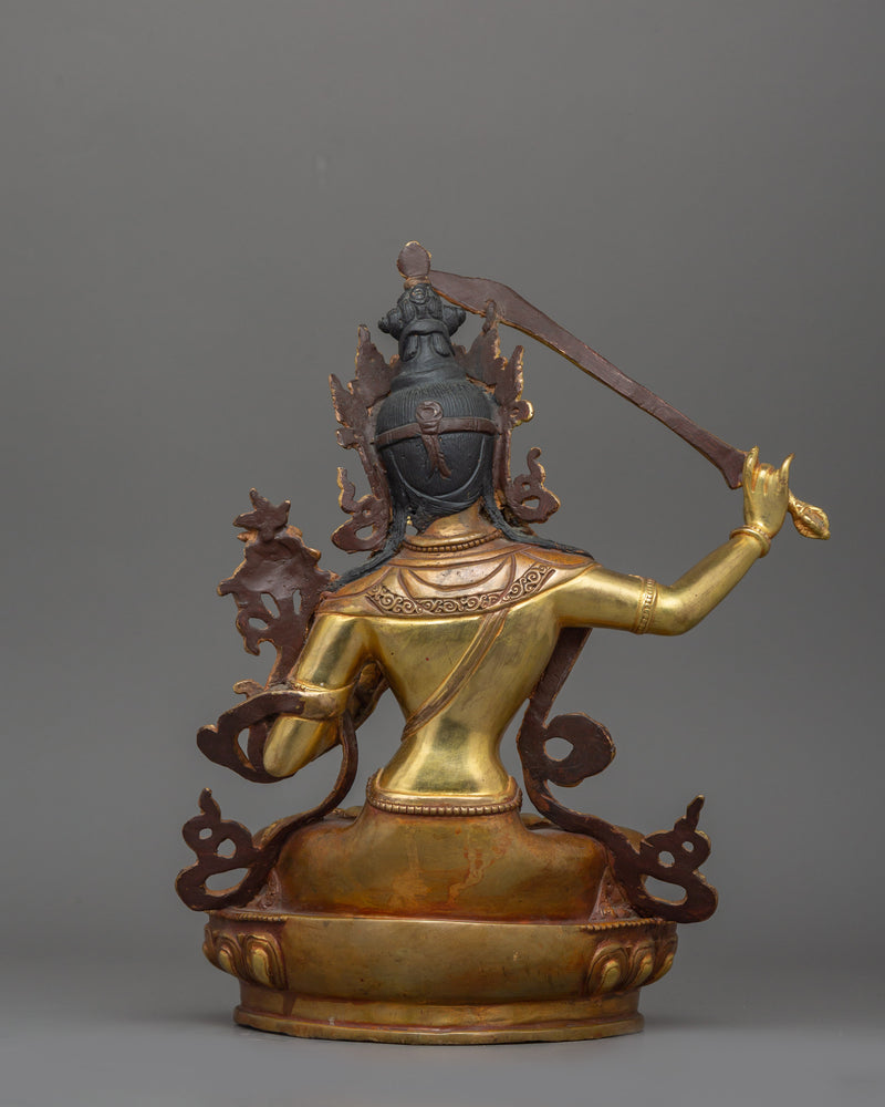 12.2 Inches Manjushri with sword | Bodhisattva Sculpture Wisdom Deity