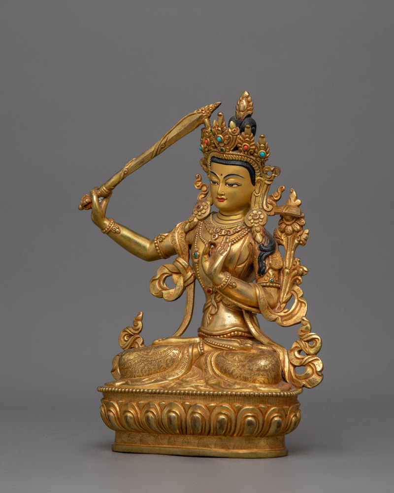 Manjushri Hand Crafted figurine | Symbol of Wisdom and Knowledge Deity