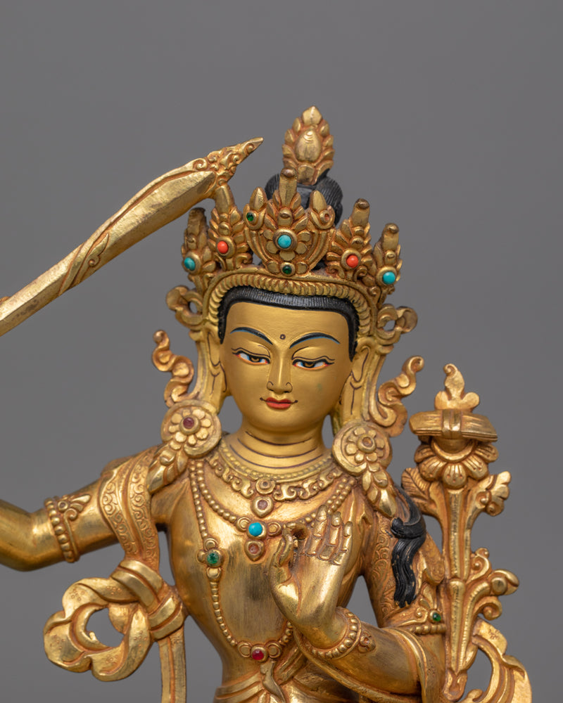 Manjushri Hand Crafted figurine | Symbol of Wisdom and Knowledge Deity