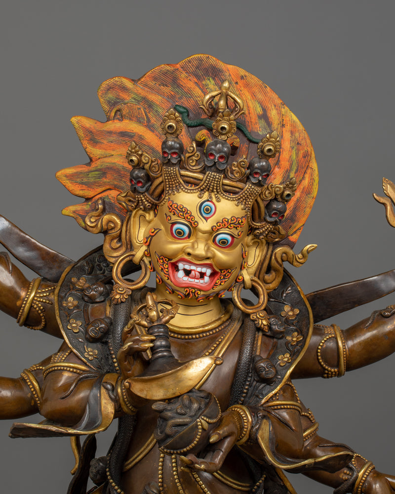 Wrathful 6 Armed Mahakala Statue | Embrace Protection and Strength