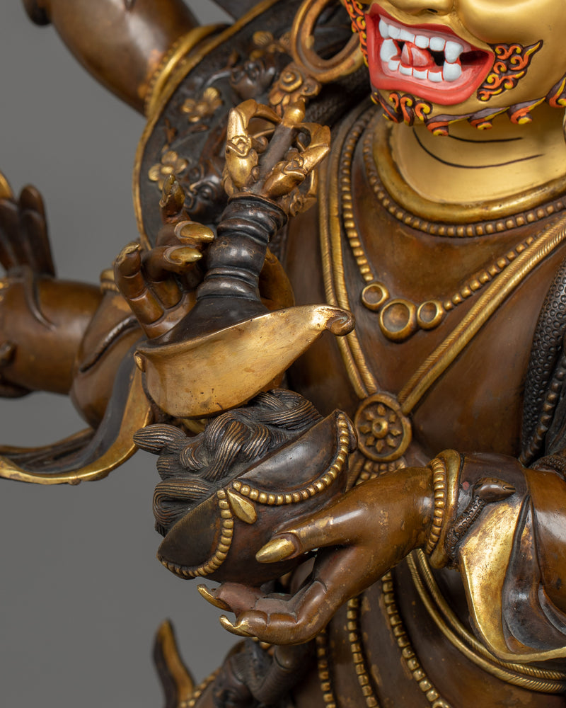 Wrathful 6 Armed Mahakala Statue | Embrace Protection and Strength