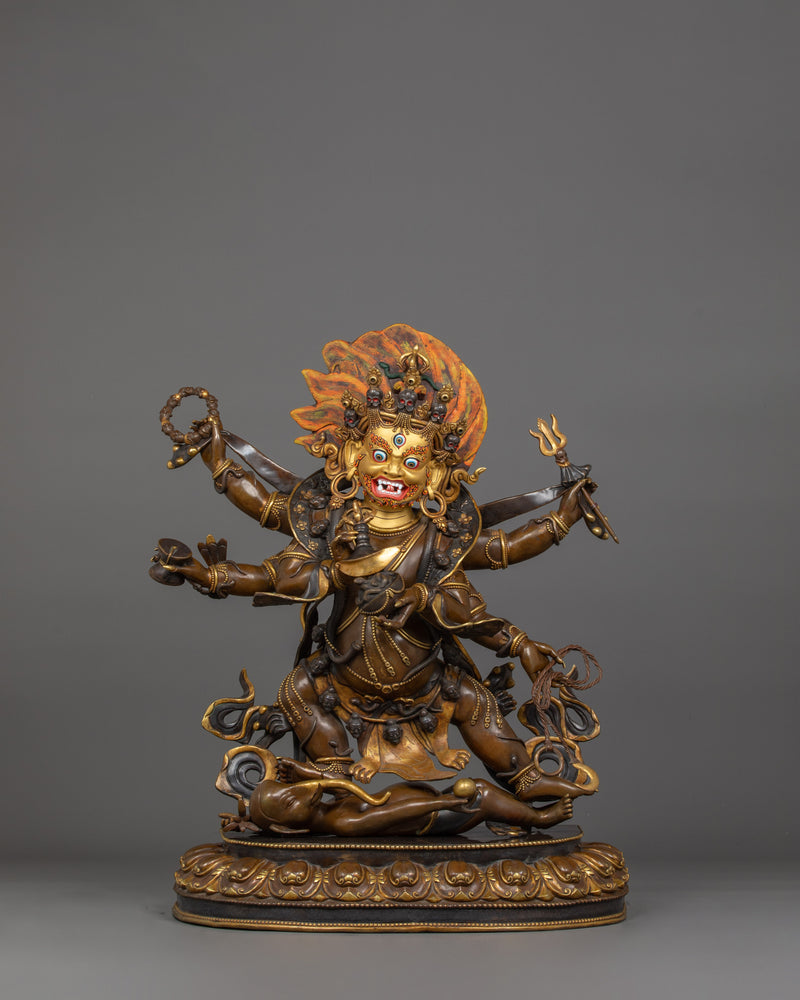 Wrathful 6 Armed Mahakala Statue | Embrace Protection and Strength