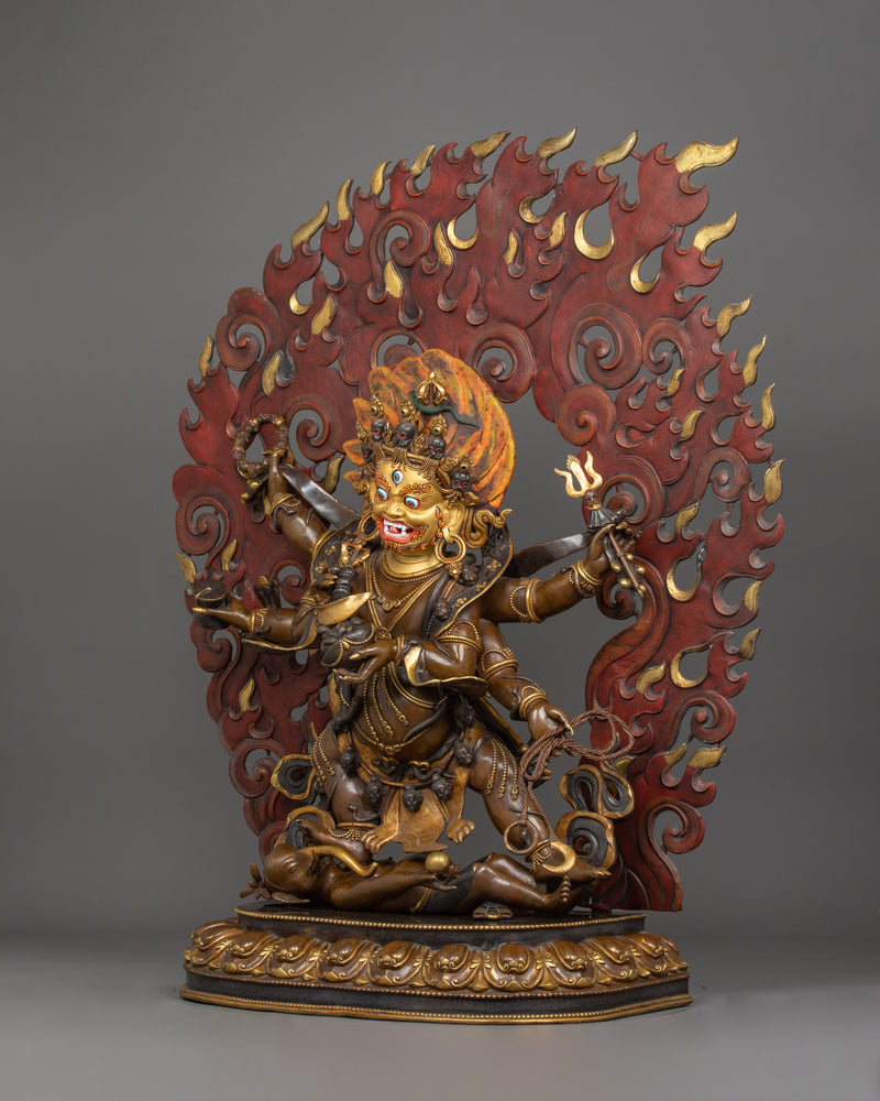 Wrathful 6 Armed Mahakala Statue | Embrace Protection and Strength