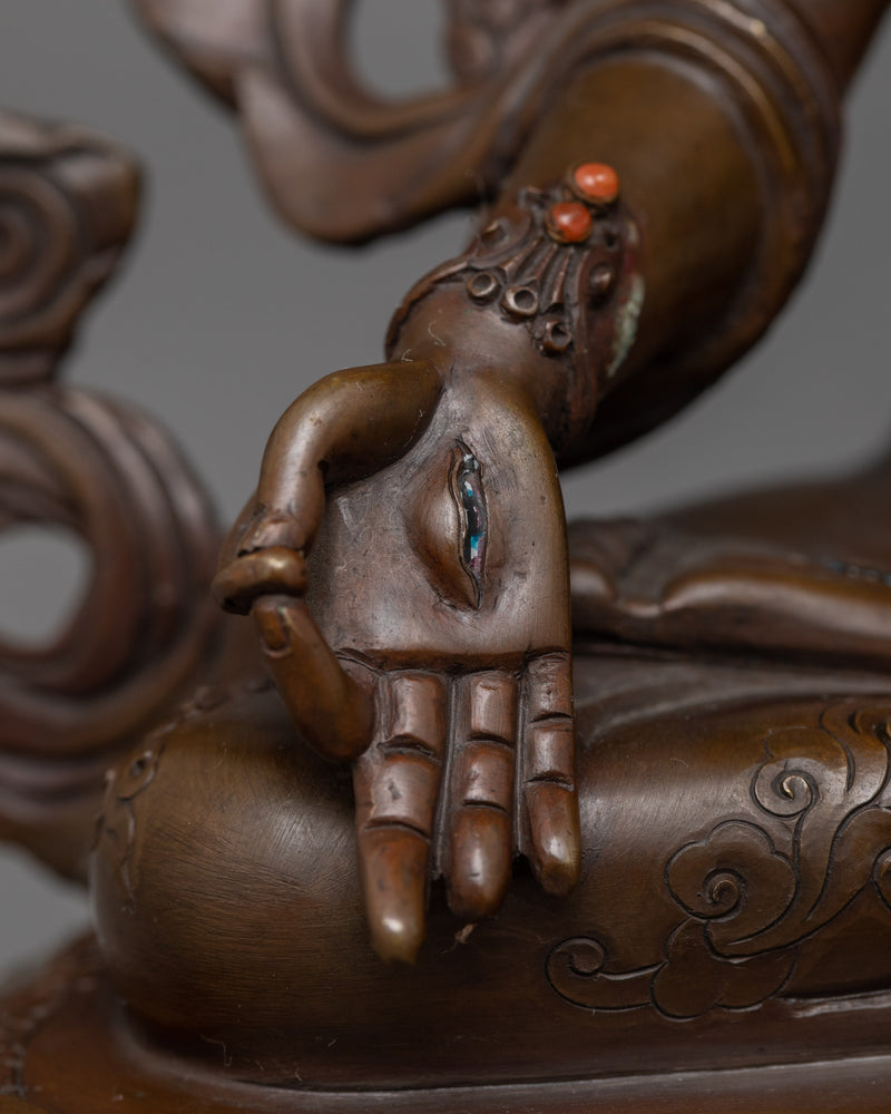 Chocolate Oxidized White Tara Statue | Tibetan Buddhism Healing Goddess