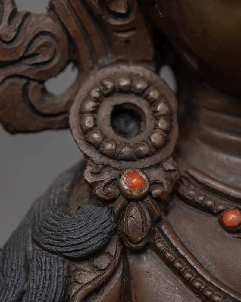 Chocolate Oxidized White Tara Statue | Tibetan Buddhism Healing Goddess