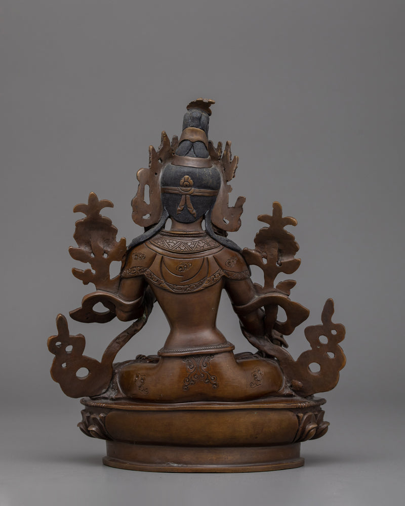 Chocolate Oxidized White Tara Statue | Tibetan Buddhism Healing Goddess