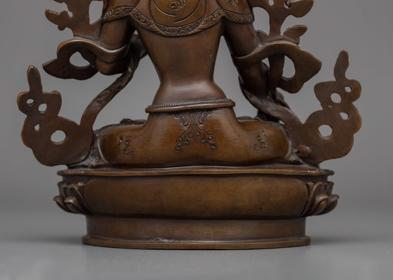 Chocolate Oxidized White Tara Statue | Tibetan Buddhism Healing Goddess