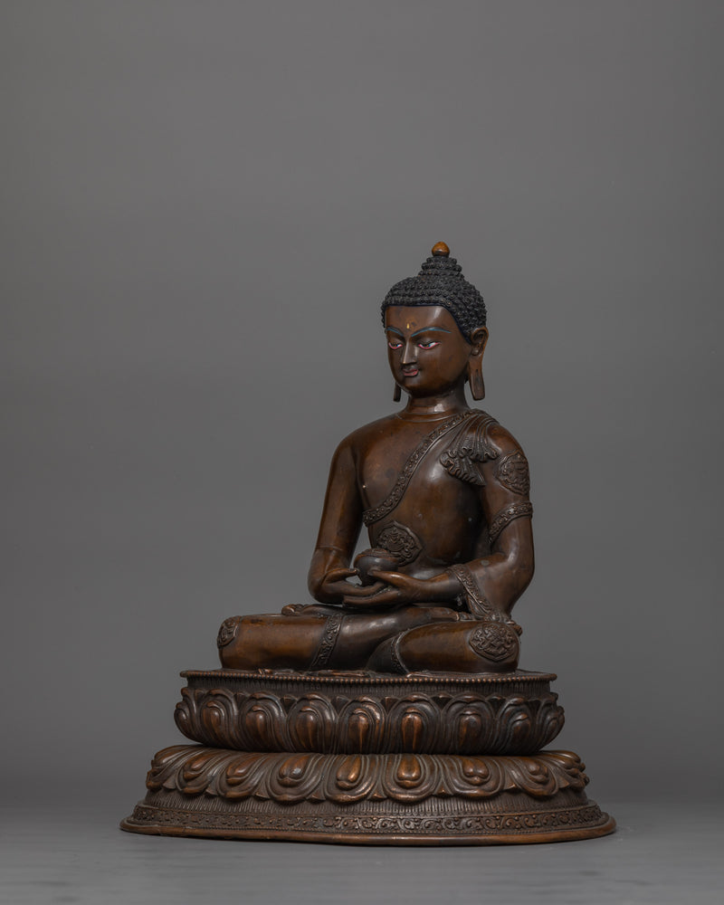 Sacred Amitabha Infinite Light Buddha Statue | Oxidized Copper Amida Buddha Figurine