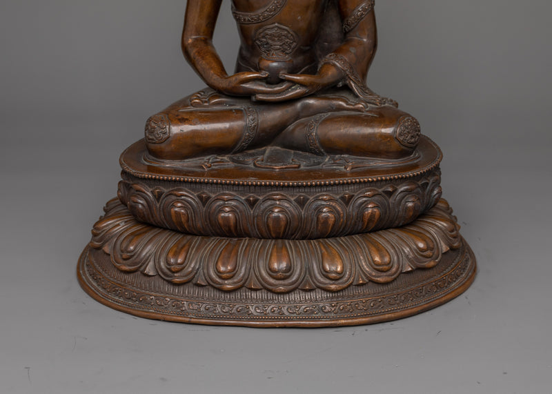 Sacred Amitabha Infinite Light Buddha Statue | Oxidized Copper Amida Buddha Figurine