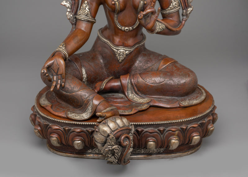 Tibetan Divine Green Tara Deity Statue | Manifestation of Compassionate Grace