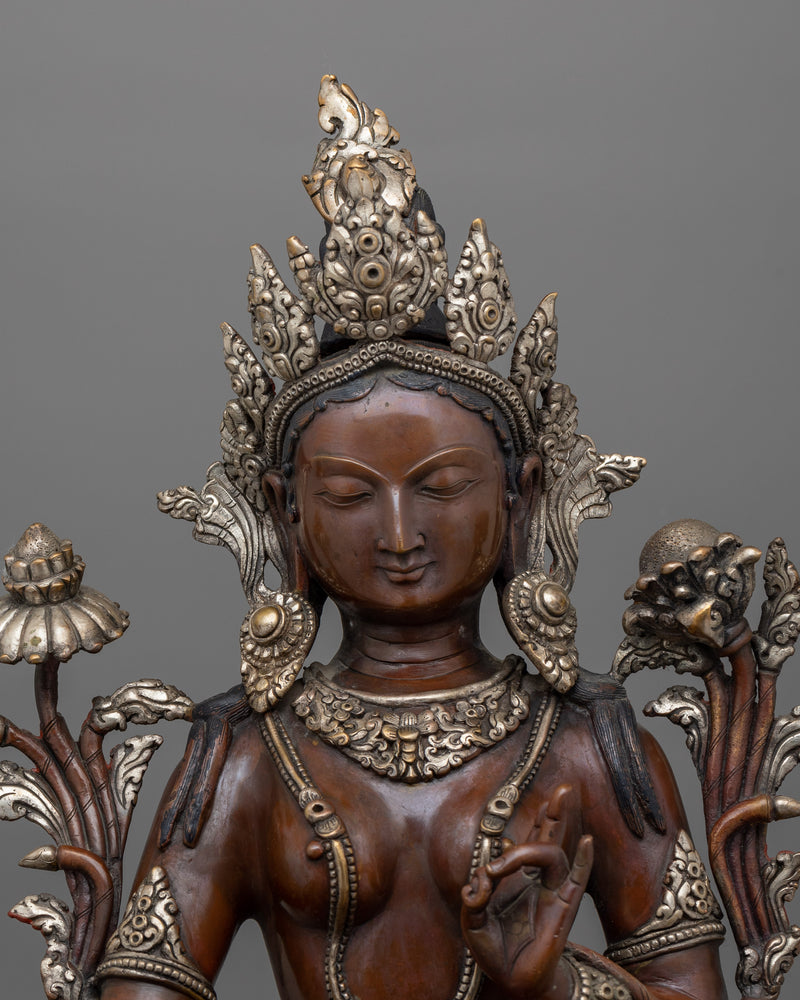 Tibetan Divine Green Tara Deity Statue | Manifestation of Compassionate Grace