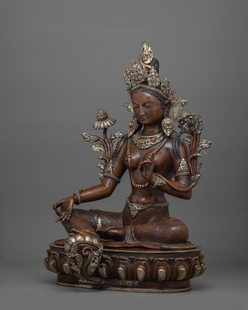 Tibetan Divine Green Tara Deity Statue | Manifestation of Compassionate Grace