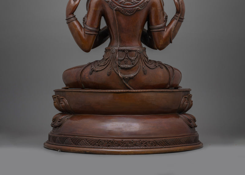 Himalayan 4-Armed Chenrezig Buddha Sculpture | Bodhisattva of Compassion and Healing