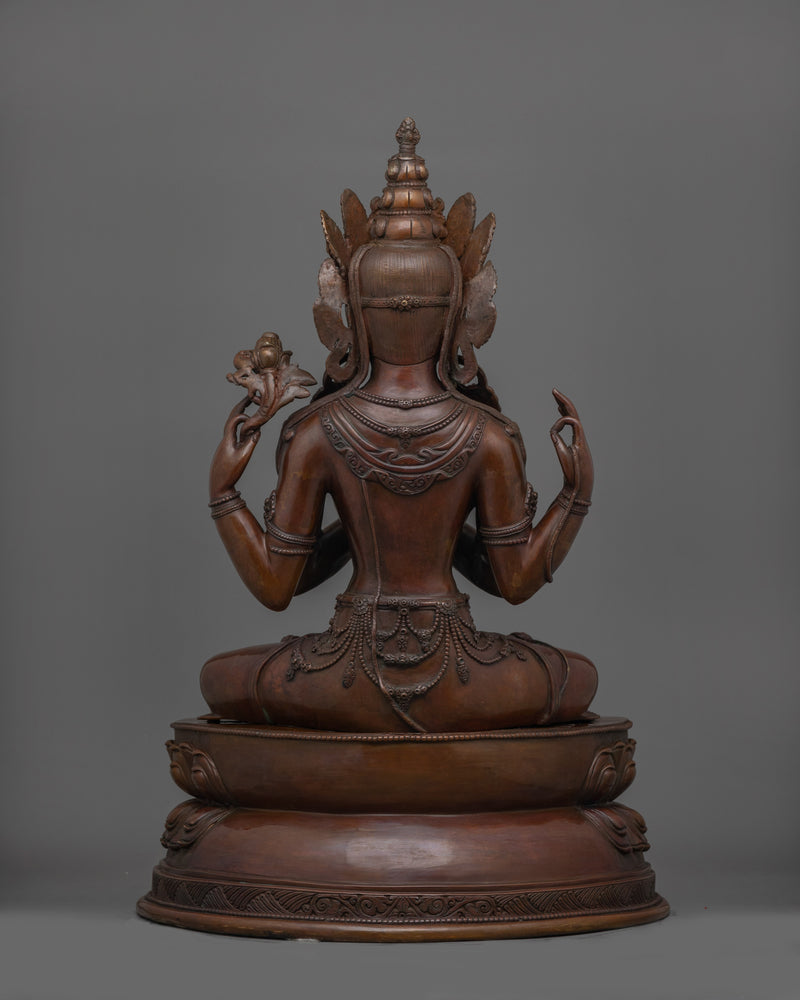 Himalayan 4-Armed Chenrezig Buddha Sculpture | Bodhisattva of Compassion and Healing