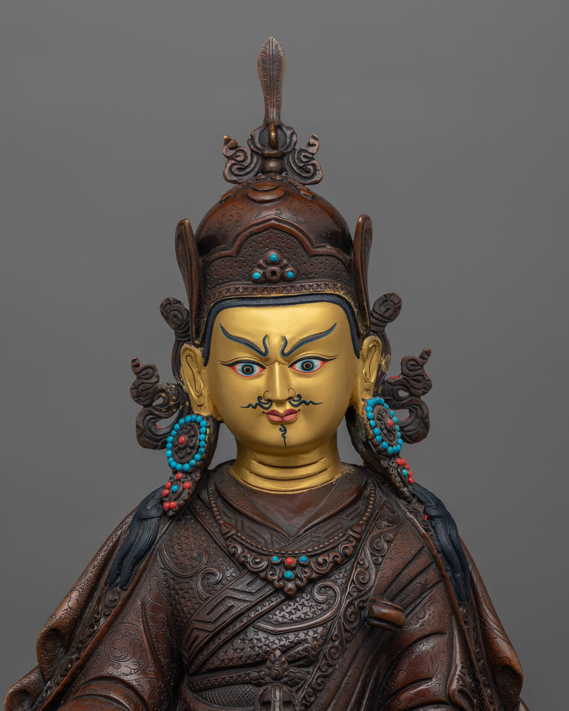 Tibetan Tantric Master Guru Rinpoche Sculpture | Buddha of Transformation and Wisdom