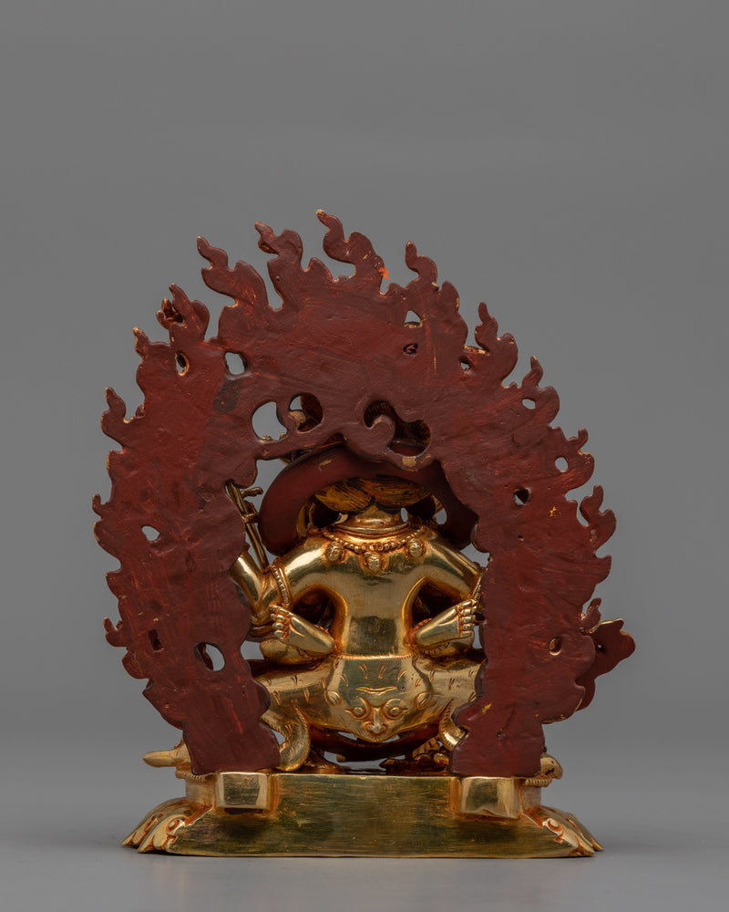 Four Armed Mahakala Mantra Statue | 24k Gold Gilded Artwork