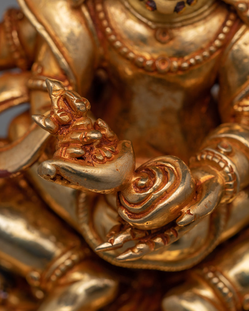 Four Armed Mahakala Mantra Statue | 24k Gold Gilded Artwork