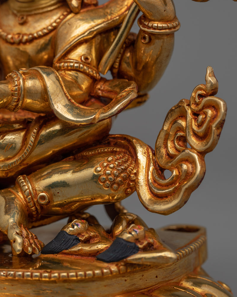 Four Armed Mahakala Mantra Statue | 24k Gold Gilded Artwork