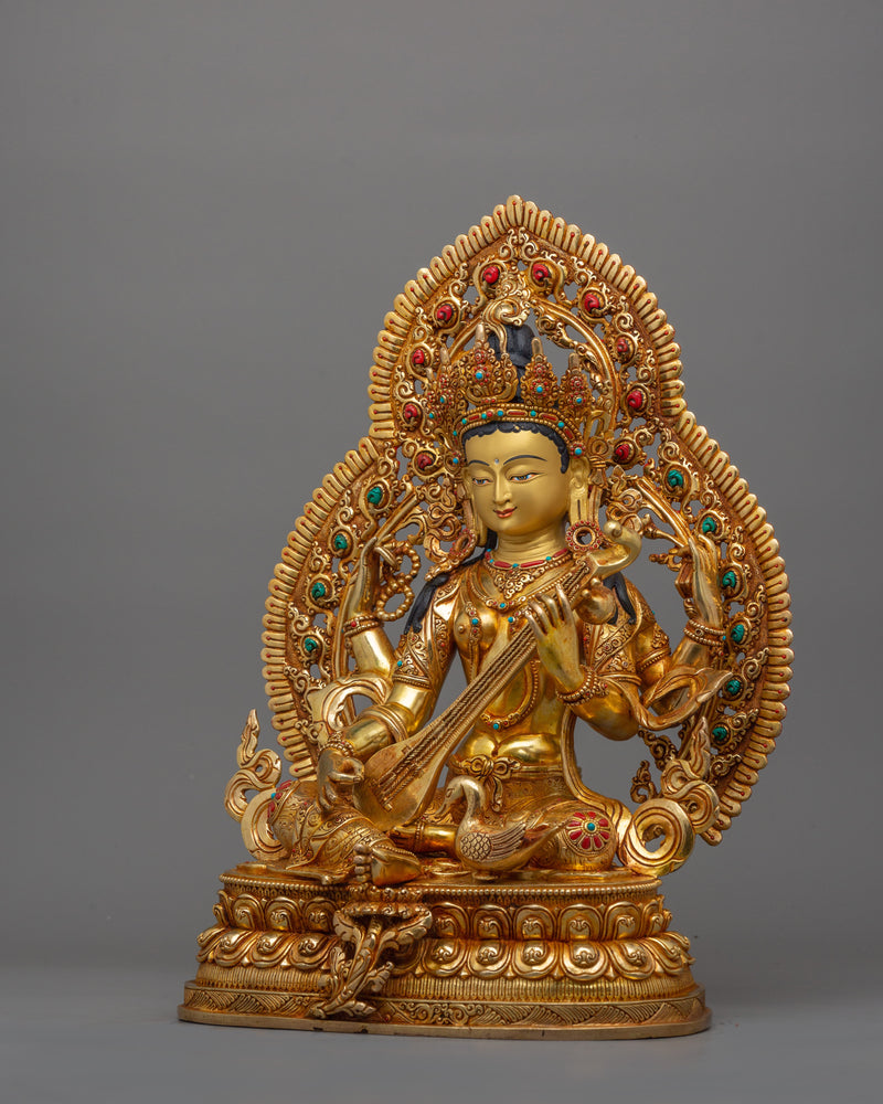 Hindu Goddess Saraswati Figurine | Goddess of Wisdom, Music and Enlightenment